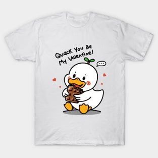 Happy Valentine With Cute Pinwheel Duck Eat Chocolate T-Shirt